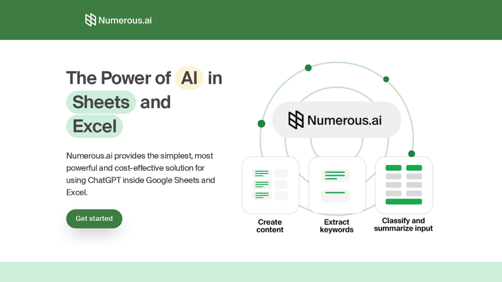 Numerous : ChatGPT pour google sheets