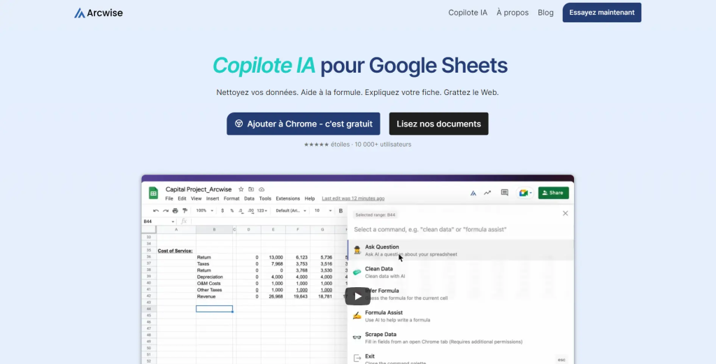 Arcwise IA pour excel