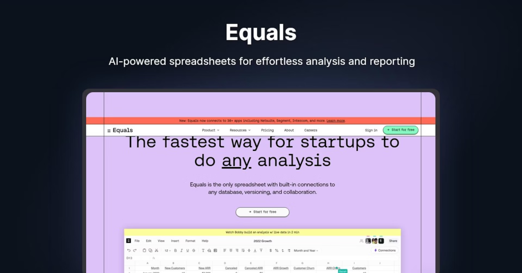 Equals analysez et faites des reporting grâce à un outil IA pour excel